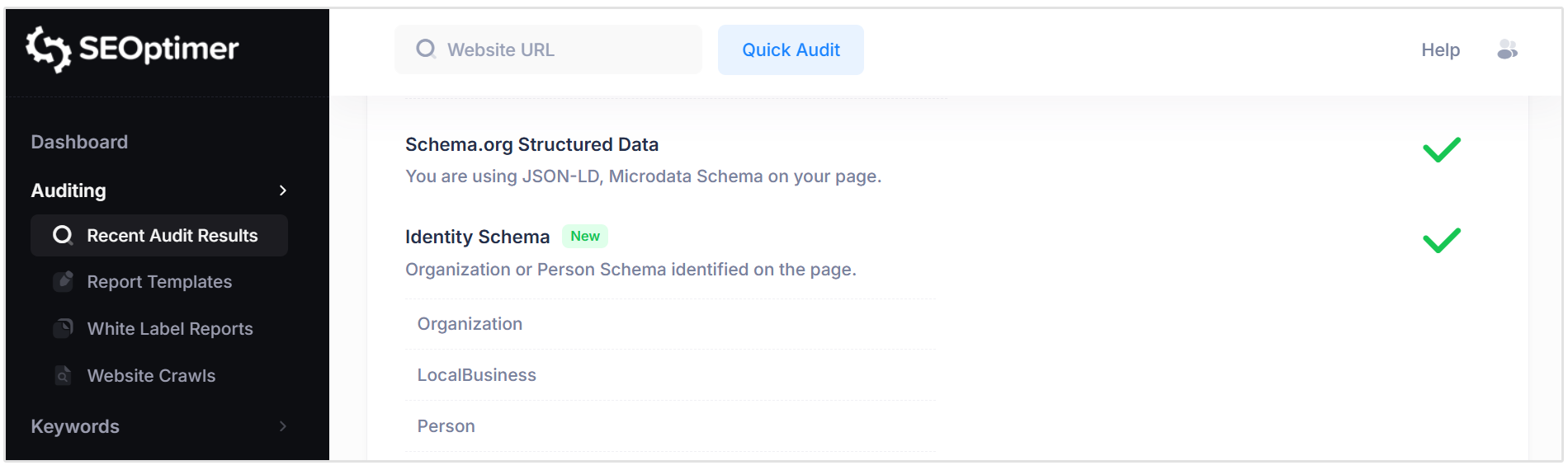 Identitets skema markup kontrol